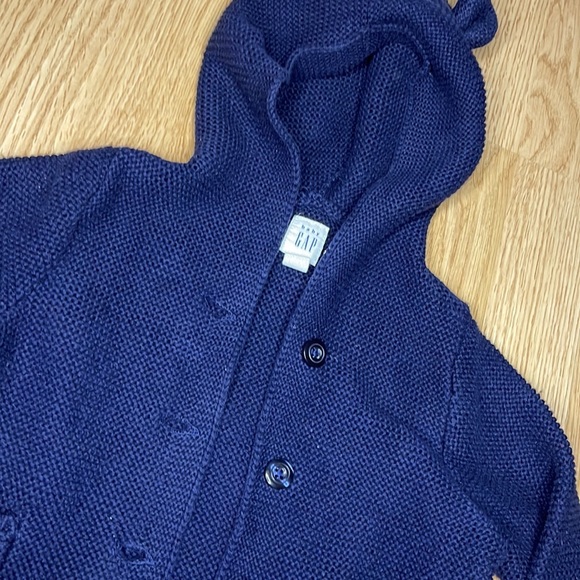 Baby gap teddy bear button up coat with booties navy blue 6-12m - Picture 2 of 7